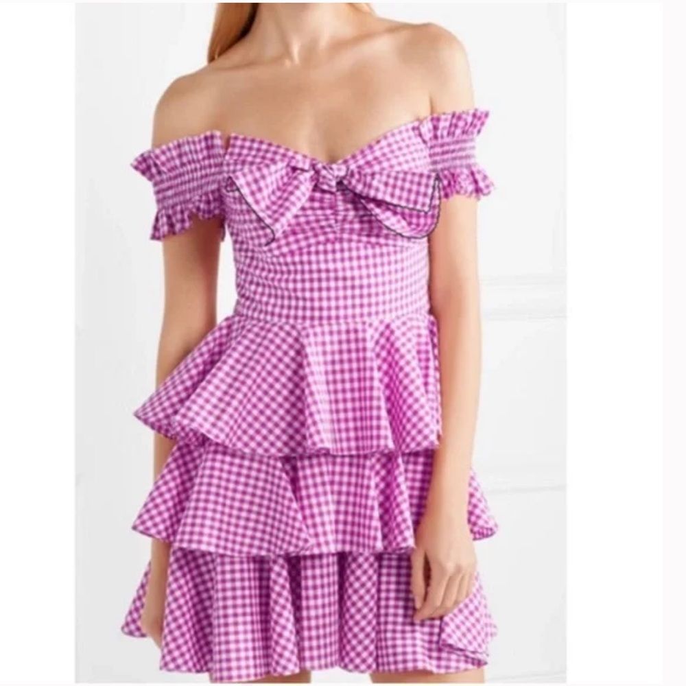 CAROLINE CONSTAS
Helena Bow Front Gingham Dress size S